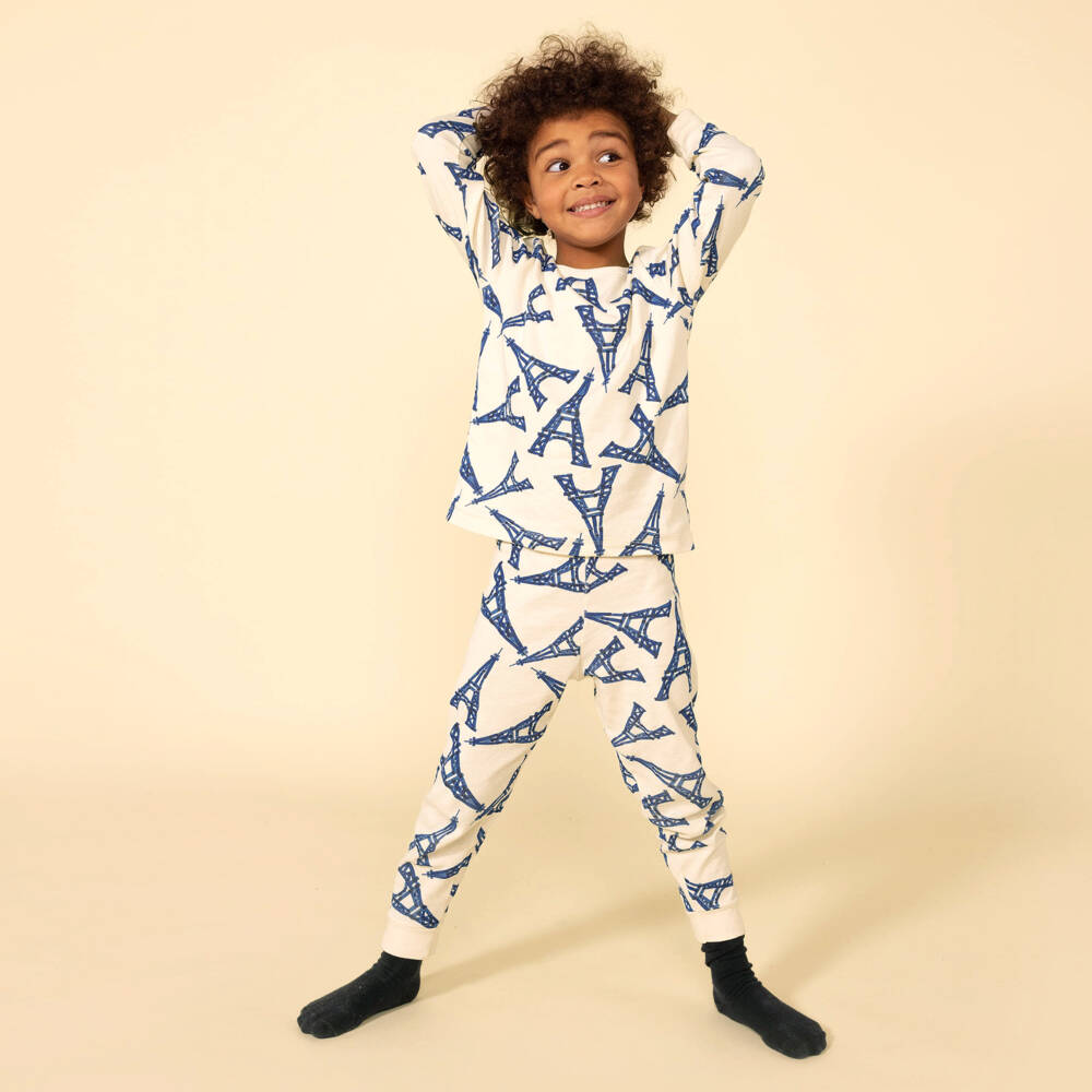 Petit Bateau-Boys Ivory Cotton Eiffel Tower Pyjamas | Childrensalon Outlet