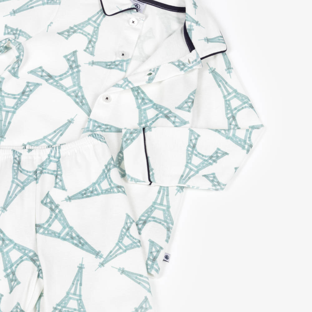 Petit Bateau-Boys Ivory Cotton Eiffel Tower Pyjamas | Childrensalon Outlet