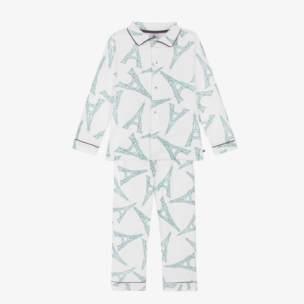 Petit Bateau-Boys Ivory Cotton Eiffel Tower Pyjamas | Childrensalon Outlet