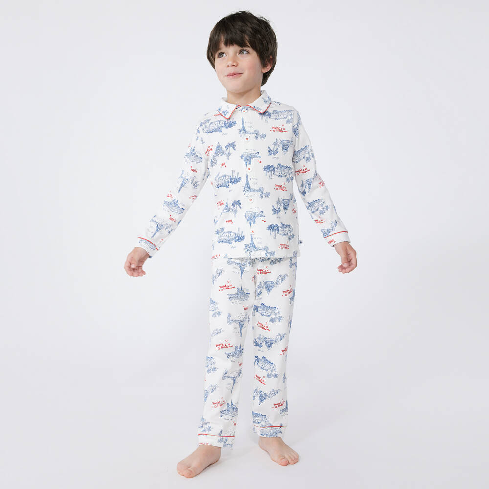 Petit Bateau-ملابس نوم باريسية قطنية عاجية للأولاد | Childrensalon Outlet