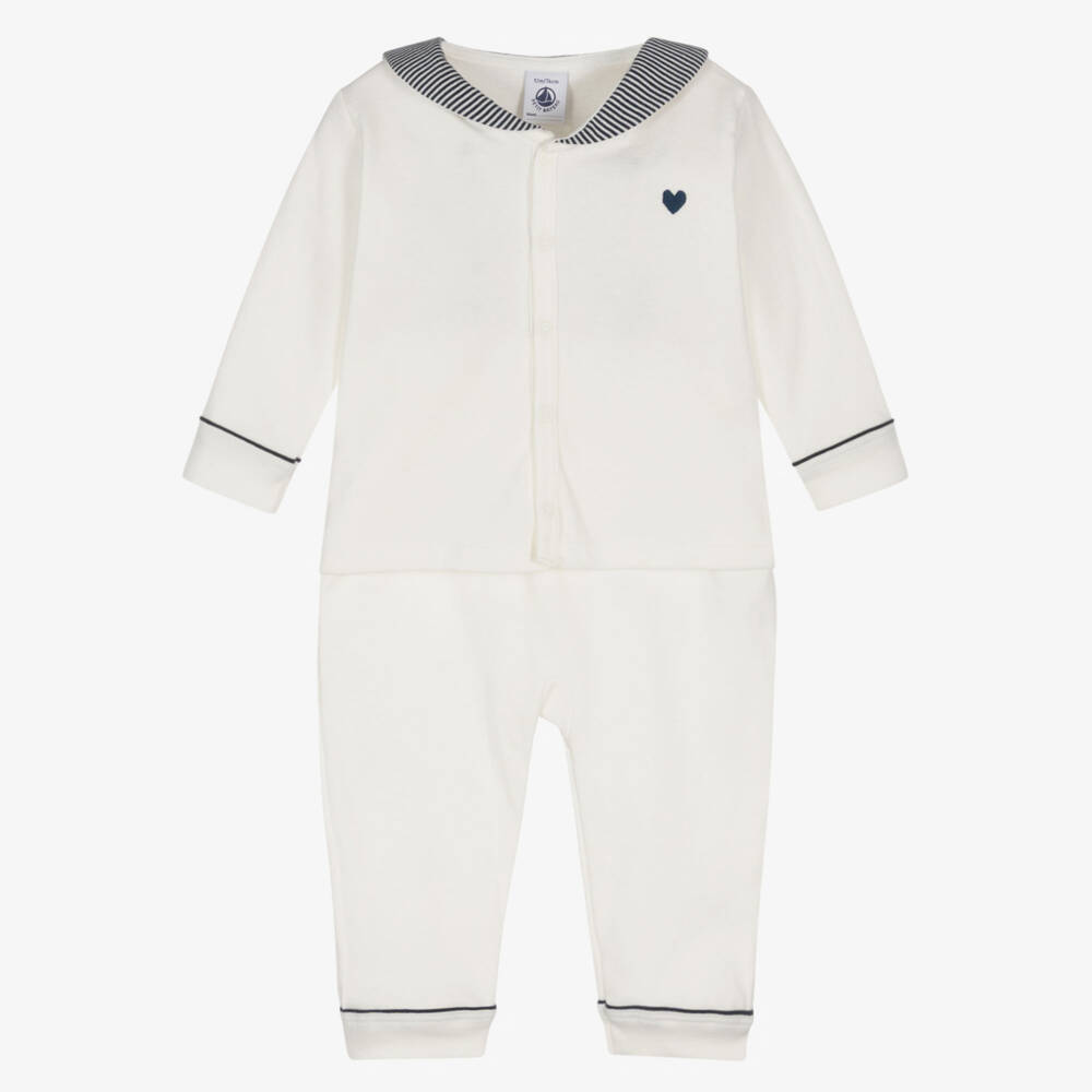 Petit Bateau-Boys Ivory Cotton Pyjamas with Sailor Collar | Childrensalon Outlet