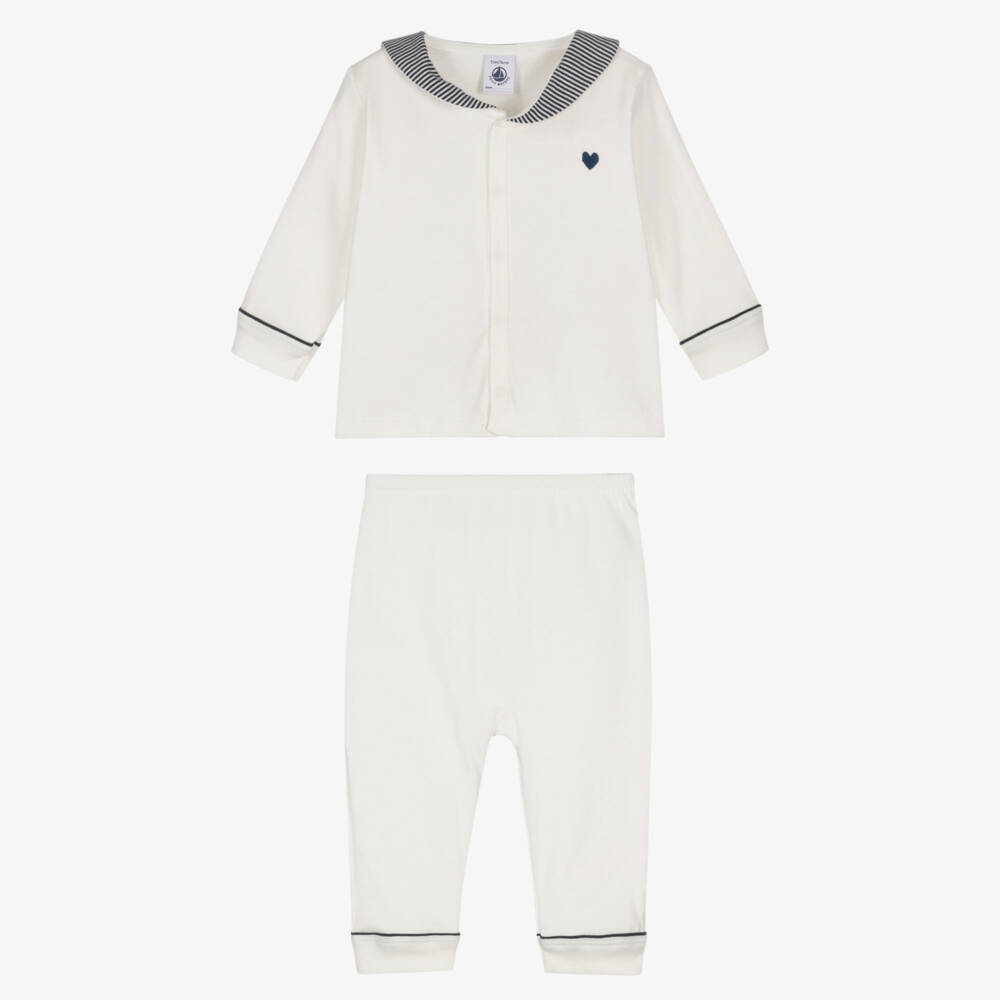 Petit Bateau-Boys Ivory Cotton Pyjamas with Sailor Collar | Childrensalon Outlet