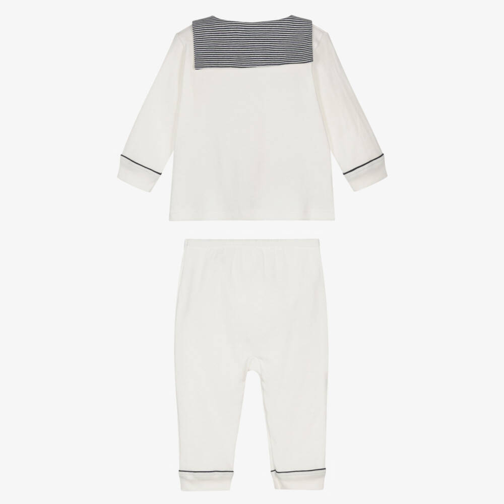 Petit Bateau-Boys Ivory Cotton Pyjamas with Sailor Collar | Childrensalon Outlet