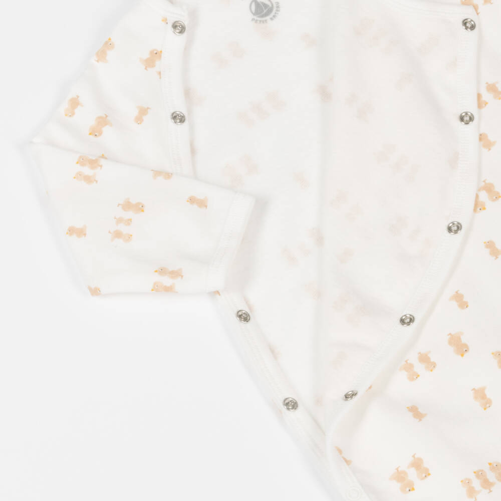 Petit Bateau-Boys Ivory Cotton Sleepsuit | Childrensalon Outlet