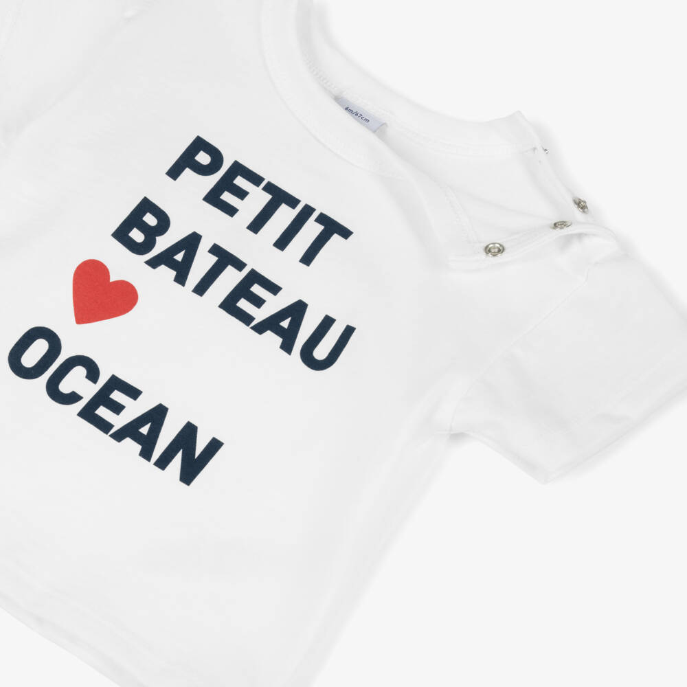 Petit Bateau-Boys Ivory Cotton Tee Delight | Childrensalon Outlet