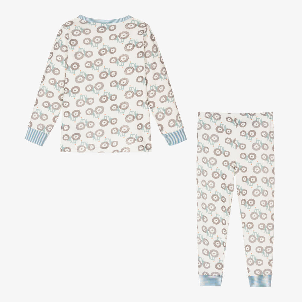 Petit Bateau-Кремовая хлопковая пижама с тракторами | Childrensalon Outlet