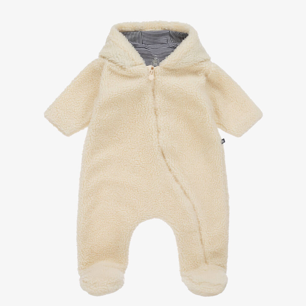 Petit Bateau-Boys Ivory Fleece Pramsuit | Childrensalon Outlet