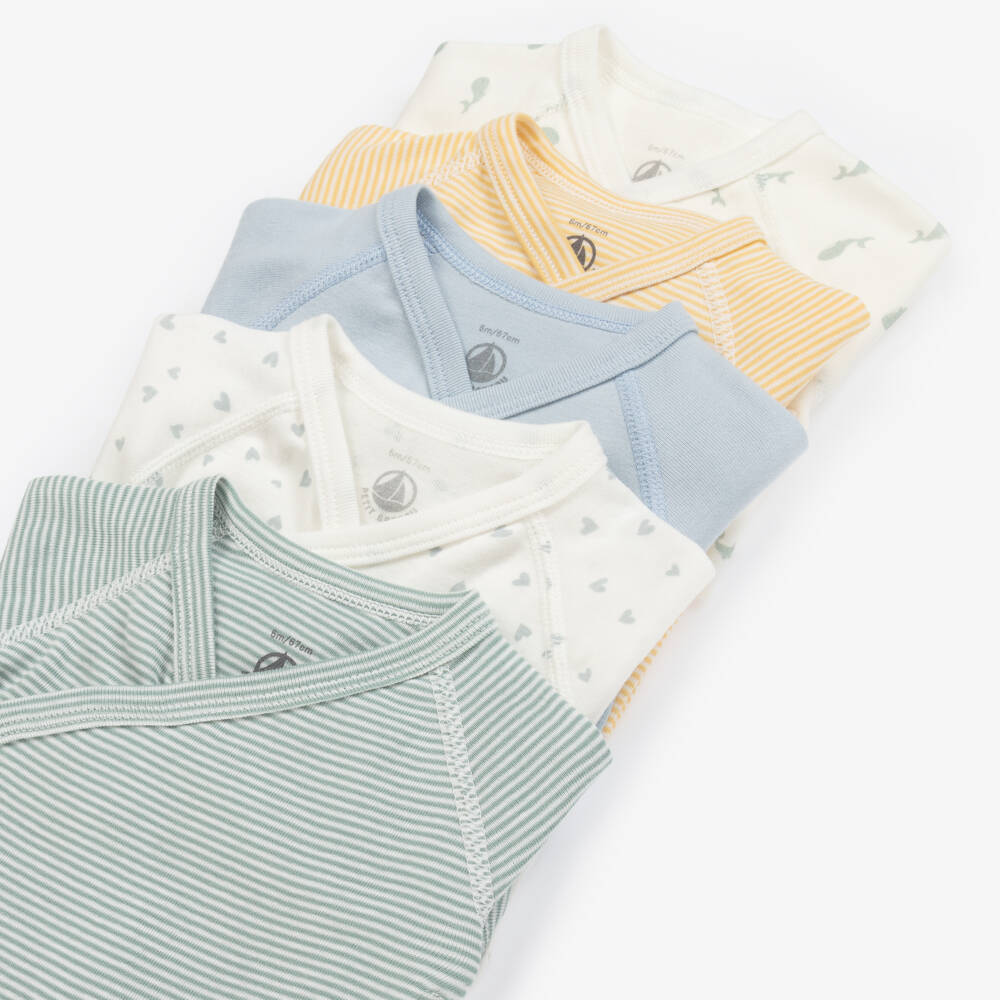 Petit Bateau-تبان قطن عضوي لون أخضر وأسود (عدد 5) | Childrensalon Outlet