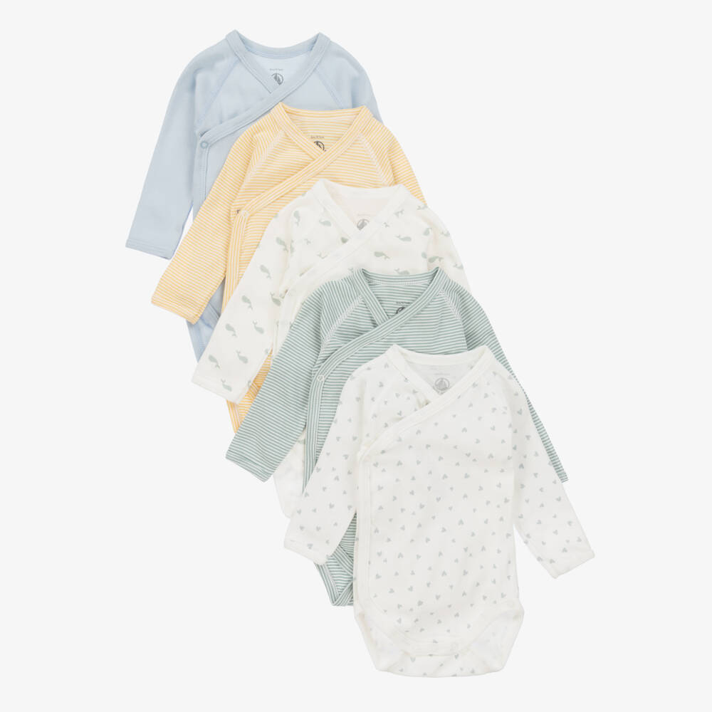 Petit Bateau-تبان قطن عضوي لون أخضر وأسود (عدد 5) | Childrensalon Outlet