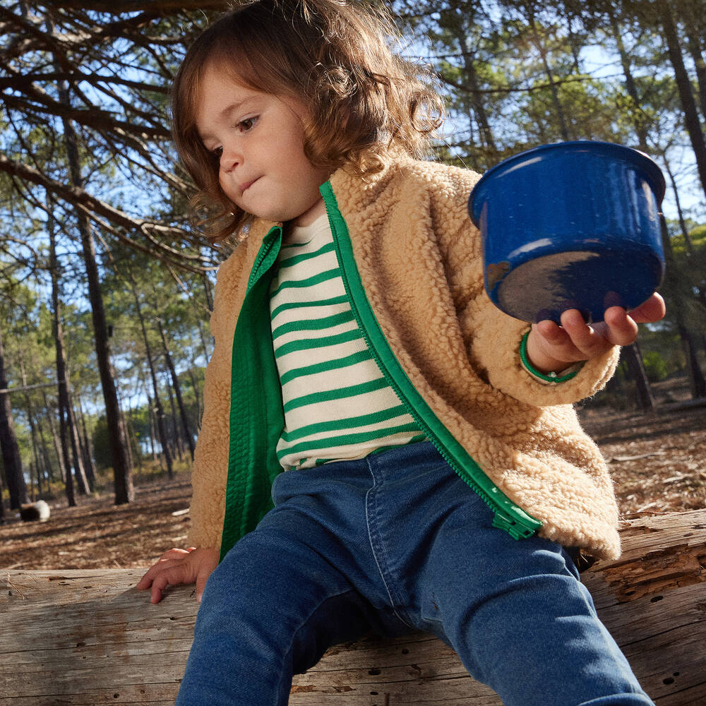 Petit Bateau-Boys Ivory & Green Stripe Cotton Top | Childrensalon Outlet