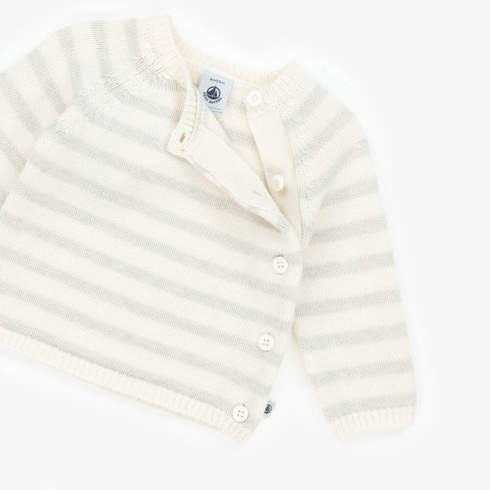 Petit Bateau-Boys Ivory & Grey Knit Trousers Ensemble | Childrensalon Outlet