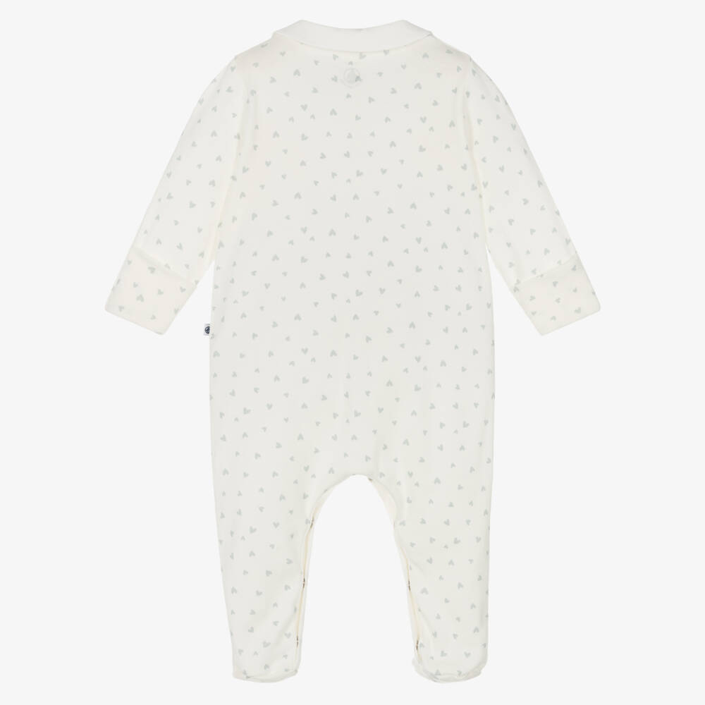 Petit Bateau-Boys Ivory Heart Cotton Sleepsuit | Childrensalon Outlet