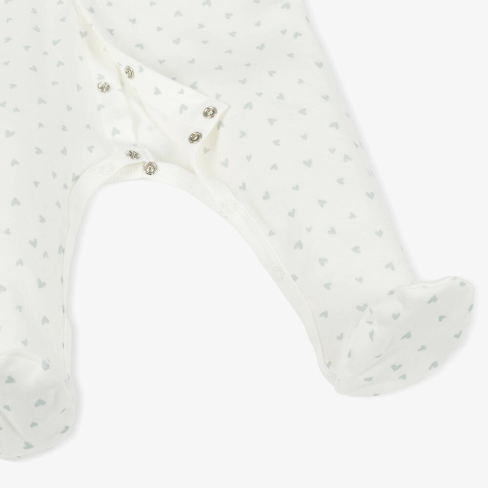 Petit Bateau-Boys Ivory Heart Cotton Sleepsuit | Childrensalon Outlet