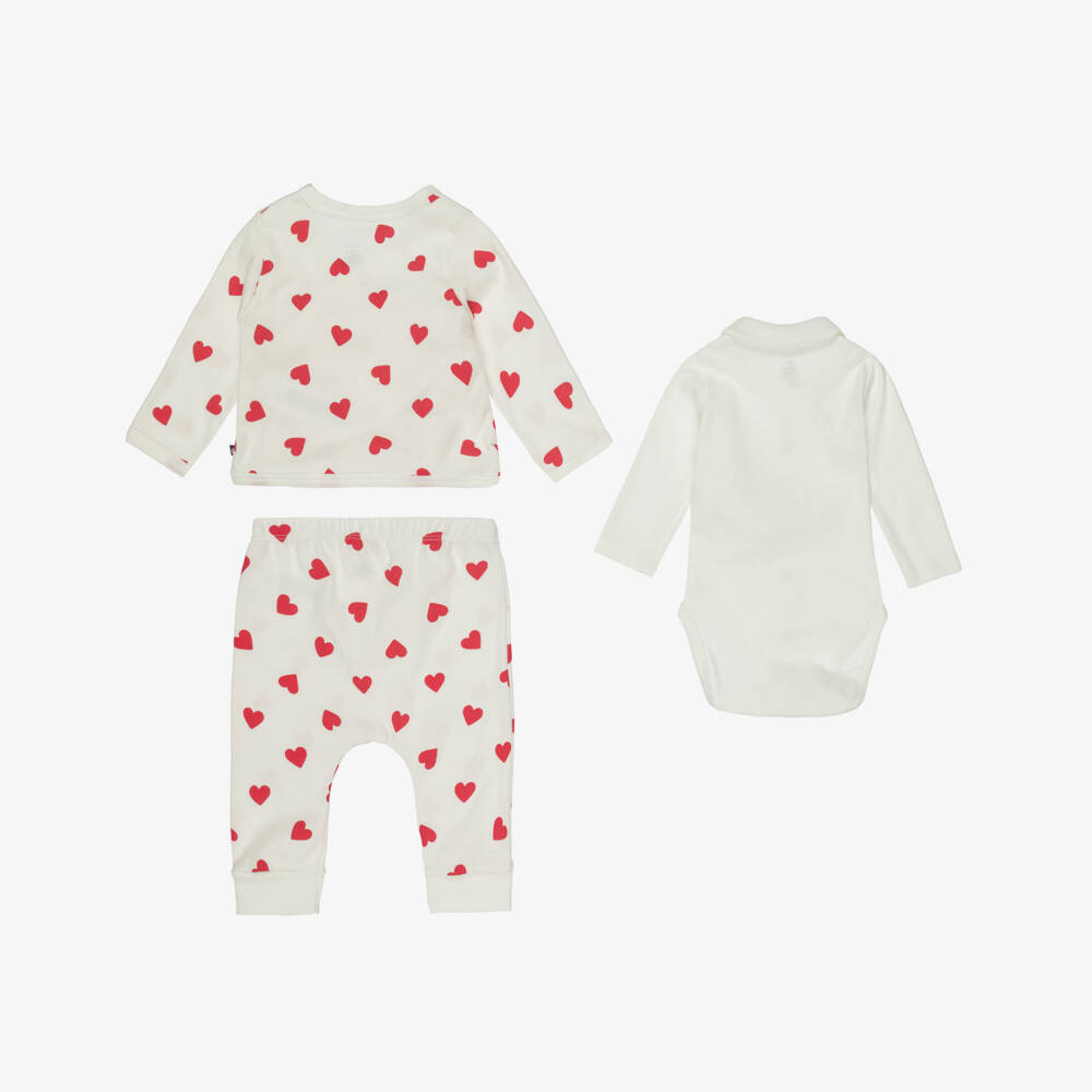 Petit Bateau-Boys Ivory Heart Outfit Set | Childrensalon Outlet