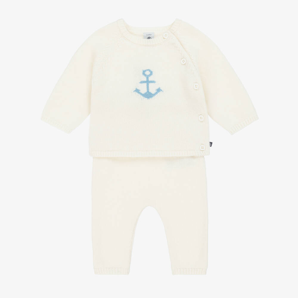 Petit Bateau-Boys Ivory Knit Trouser Ensemble | Childrensalon Outlet