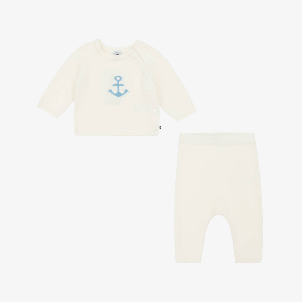 Petit Bateau-Boys Ivory Knit Trouser Ensemble | Childrensalon Outlet