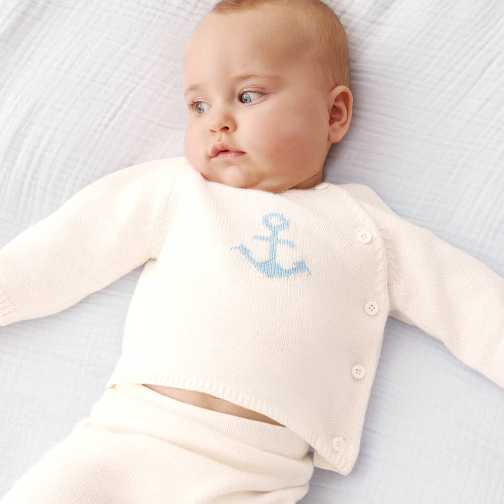 Petit Bateau-Boys Ivory Knit Trouser Ensemble | Childrensalon Outlet