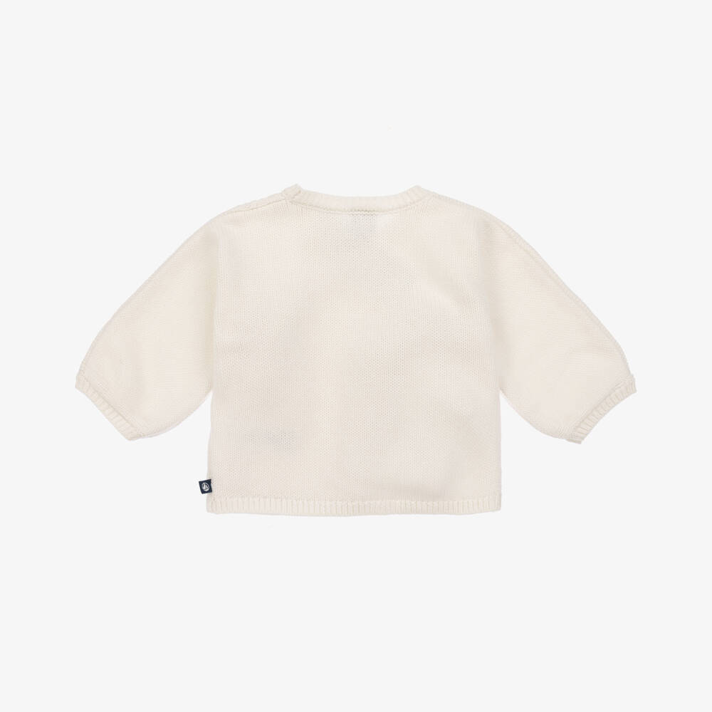 Petit Bateau-Boys Ivory Knit Wool Cardigan | Childrensalon Outlet