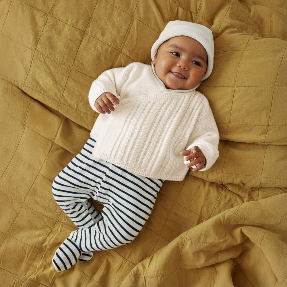 Petit Bateau-Boys Ivory Knit Wool Cardigan | Childrensalon Outlet