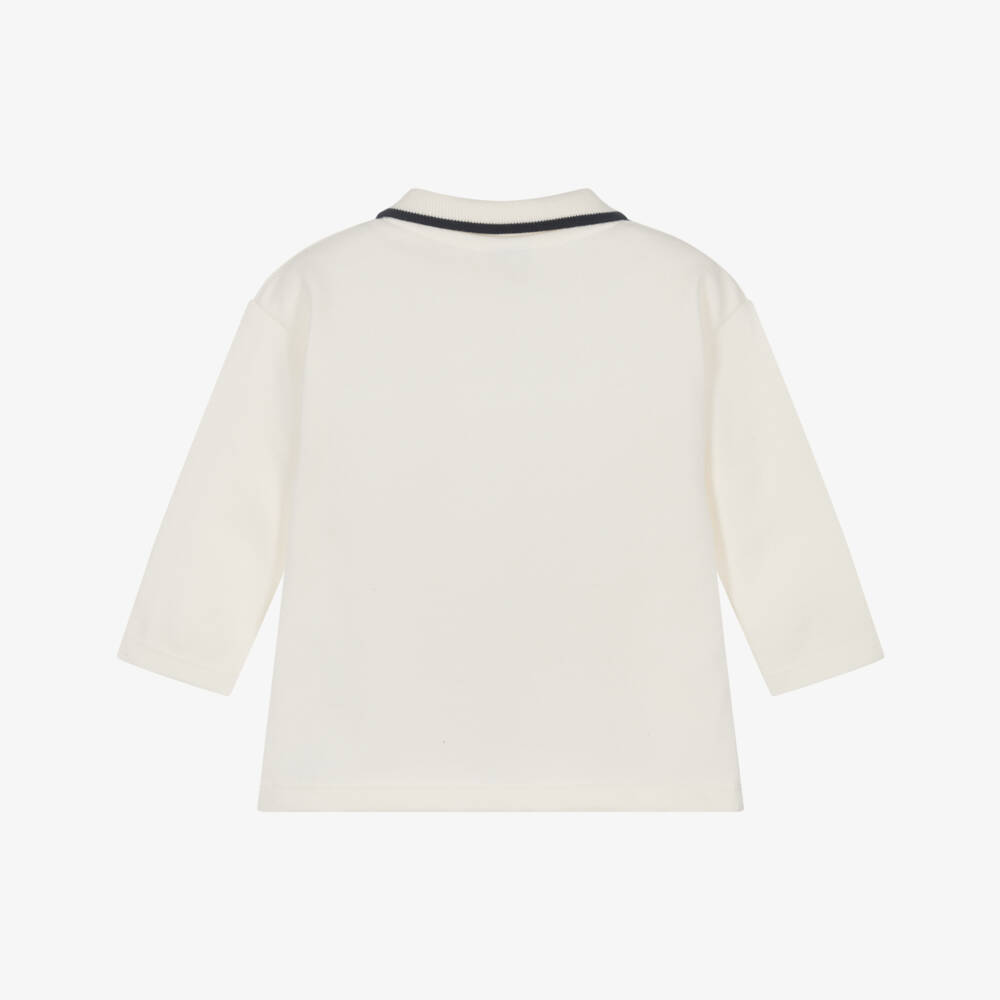 Petit Bateau-Boys Ivory Long-Sleeve Polo | Childrensalon Outlet