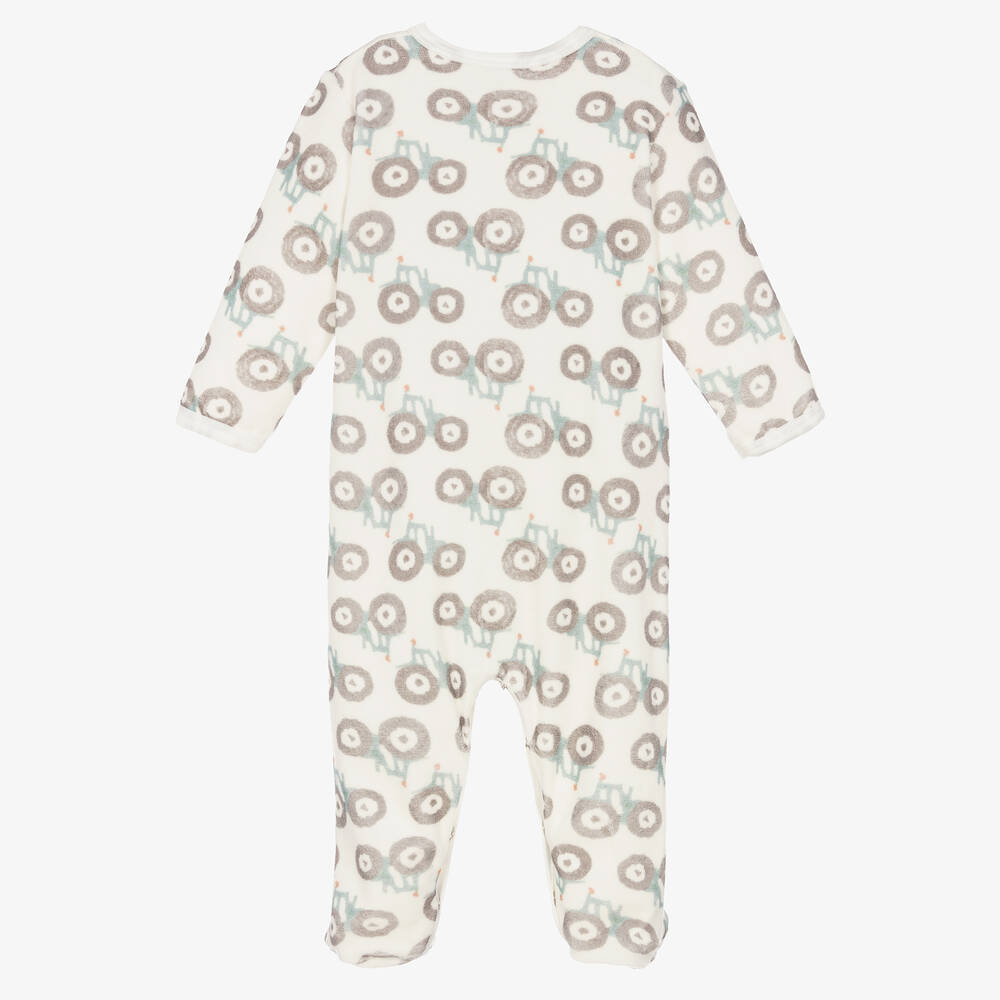 Petit Bateau-Boys Ivory Organic Cotton Tractor Babygrow | Childrensalon Outlet