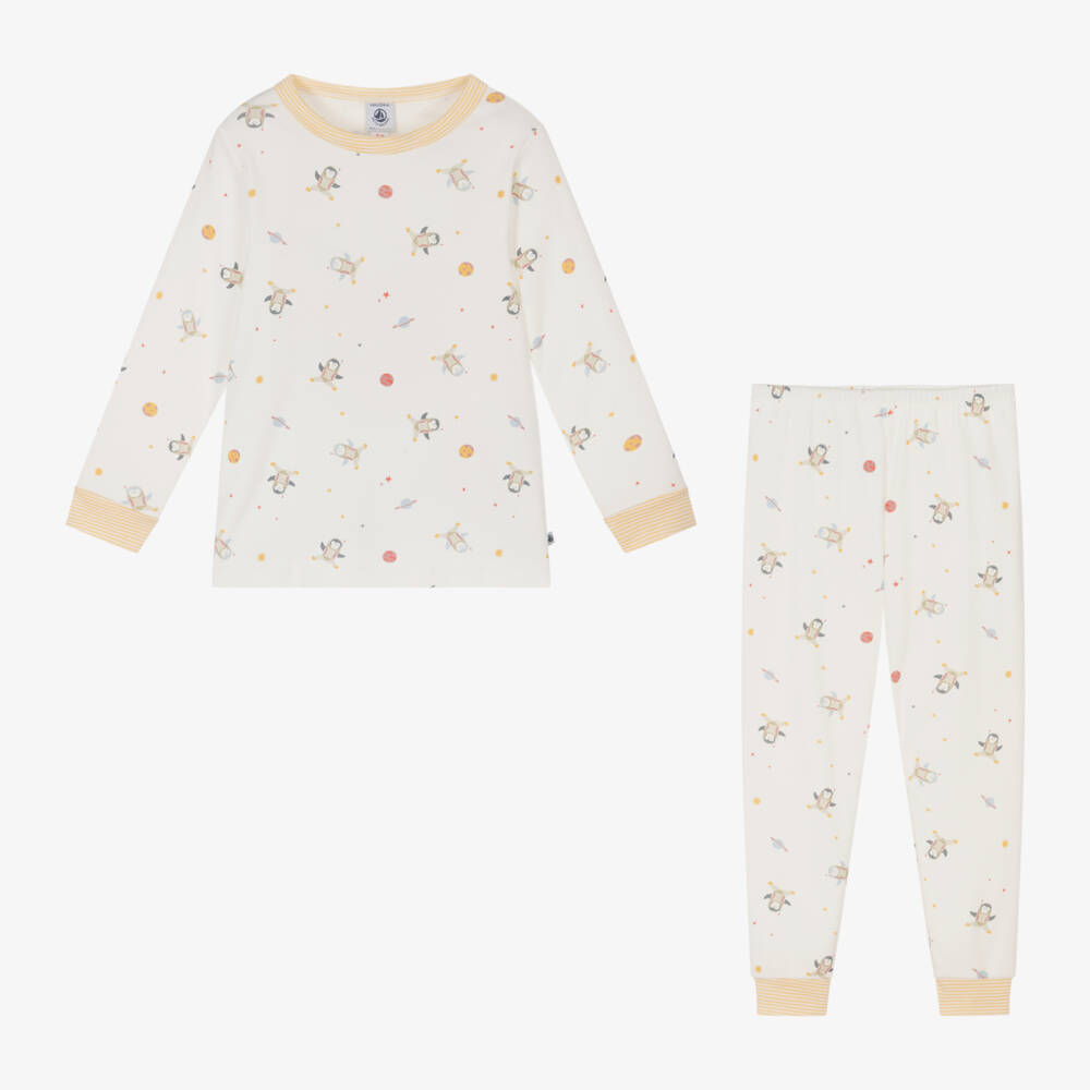 Petit Bateau-Boys Ivory Space Pyjama Set | Childrensalon Outlet