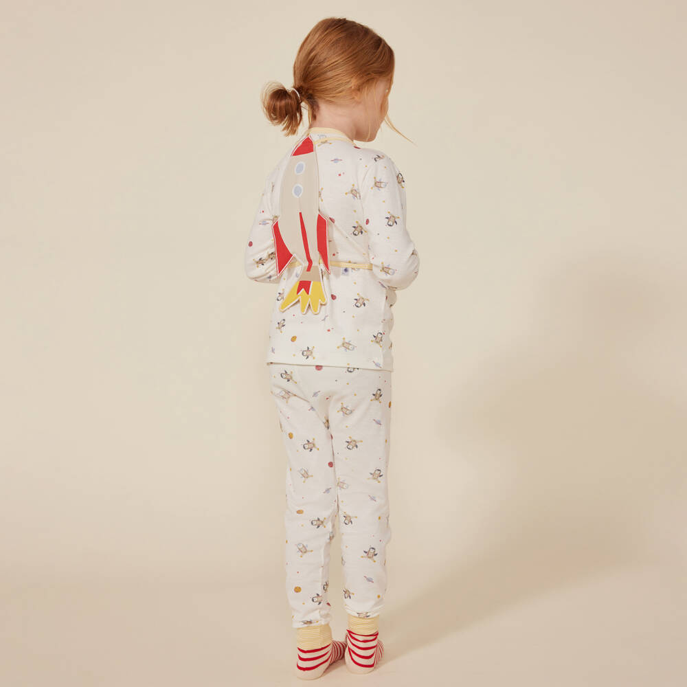 Petit Bateau-Boys Ivory Space Pyjama Set | Childrensalon Outlet
