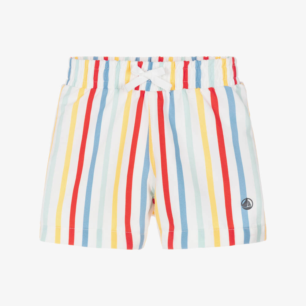Petit Bateau-Boys Ivory Swim Shorts with Colourful Stripes | Childrensalon Outlet