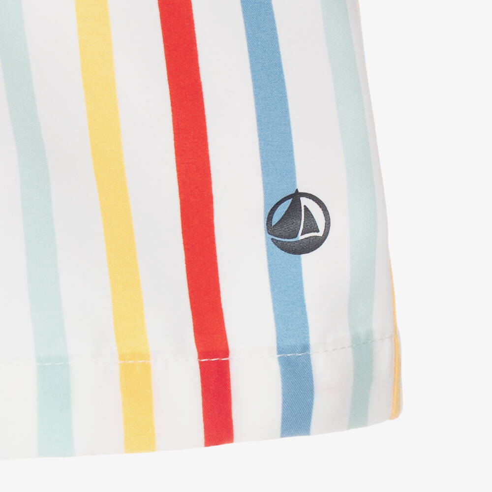 Petit Bateau-Boys Ivory Swim Shorts with Colourful Stripes | Childrensalon Outlet