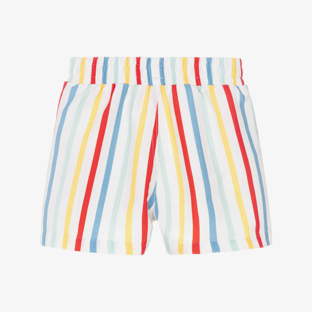 Petit Bateau-Boys Ivory Swim Shorts with Colourful Stripes | Childrensalon Outlet