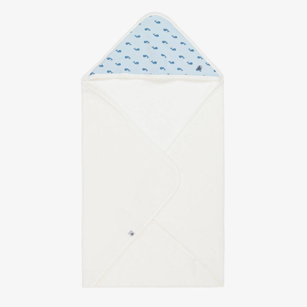 Petit Bateau-Boys Ivory Whale Bath Wrap | Childrensalon Outlet