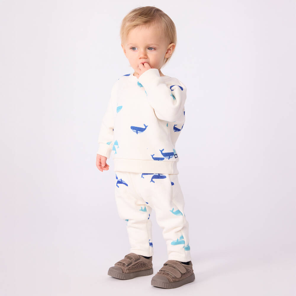 Petit Bateau-Boys Ivory Whale Print Set | Childrensalon Outlet