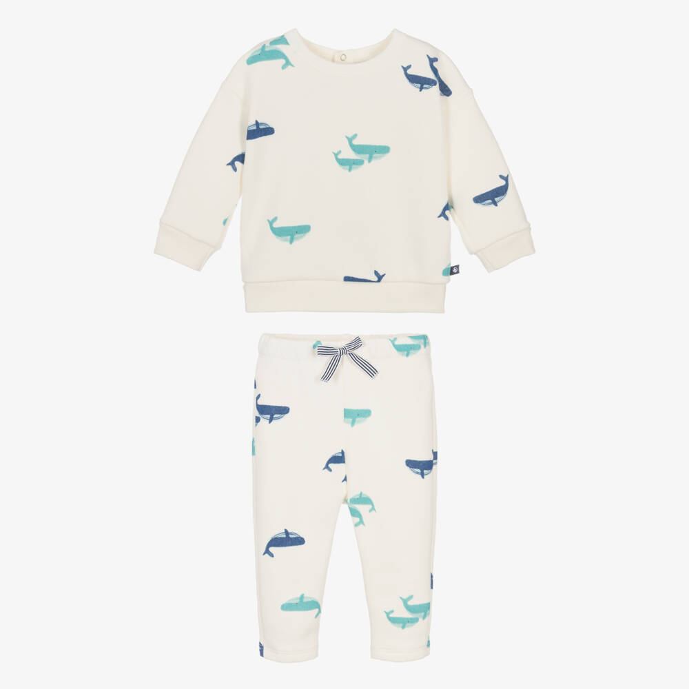 Petit Bateau-Boys Ivory Whale Print Set | Childrensalon Outlet