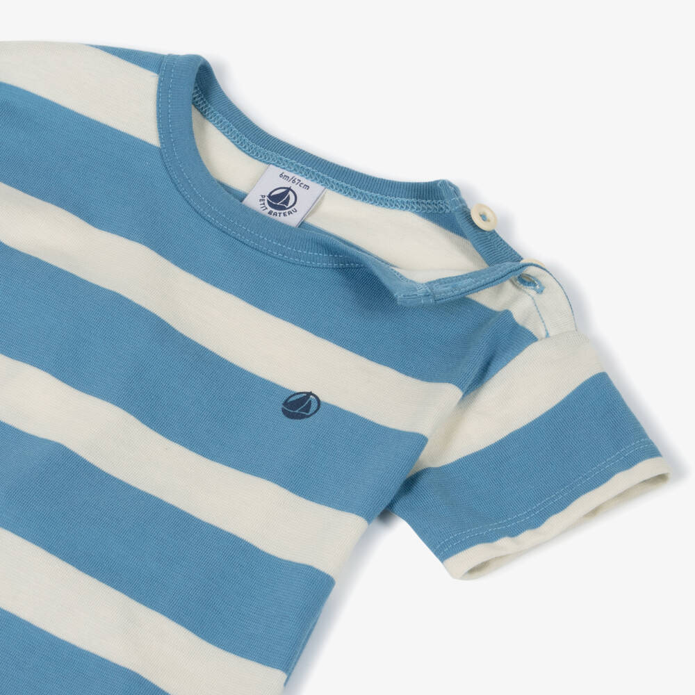 Petit Bateau-Boys Nautical Blue Stripe Tee | Childrensalon Outlet