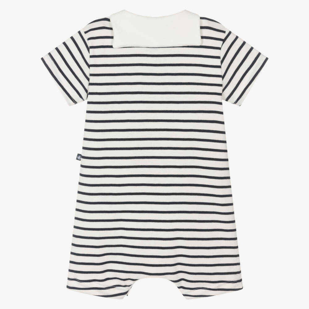 Petit Bateau-Boys Nautical Ivory Blue Romper | Childrensalon Outlet