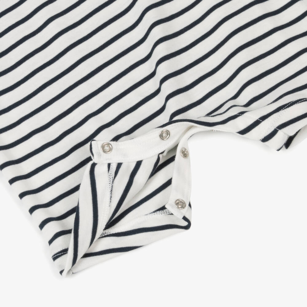 Petit Bateau-Boys Nautical Ivory Blue Romper | Childrensalon Outlet