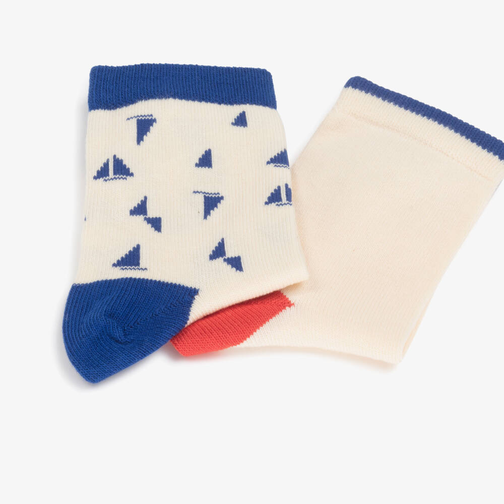 Petit Bateau-Кремовые хлопковые носки для мальчиков в морском стиле (набор из двух пар) | Childrensalon Outlet