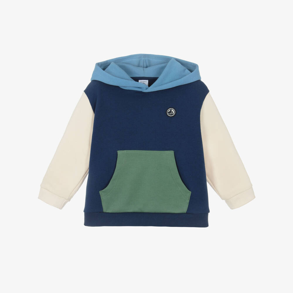 Petit Bateau-هودي أزرق كحلي متباين للأولاد | Childrensalon Outlet