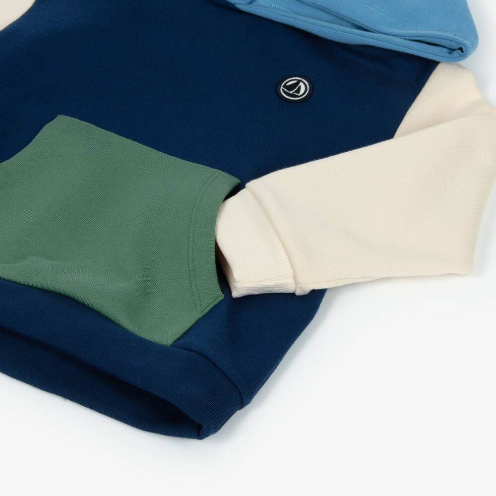 Petit Bateau-Boys Navy Blue Contrast Hoodie | Childrensalon Outlet