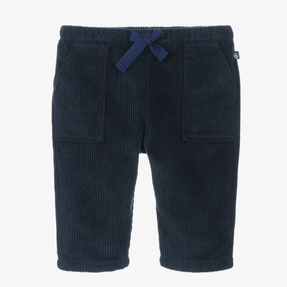Petit Bateau - Boys Navy Blue Corduroy Trousers | Childrensalon