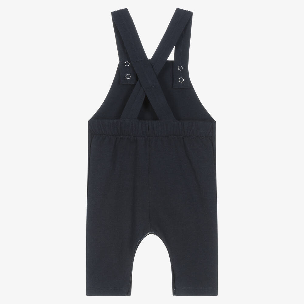 Petit Bateau-Boys Navy Blue Cotton Jersey Dungarees | Childrensalon Outlet