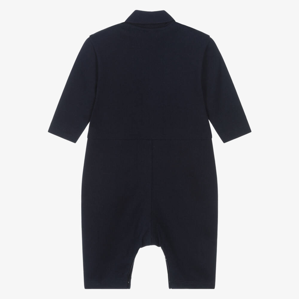 Petit Bateau-Boys Navy Blue Cotton Jersey Jumpsuit | Childrensalon Outlet