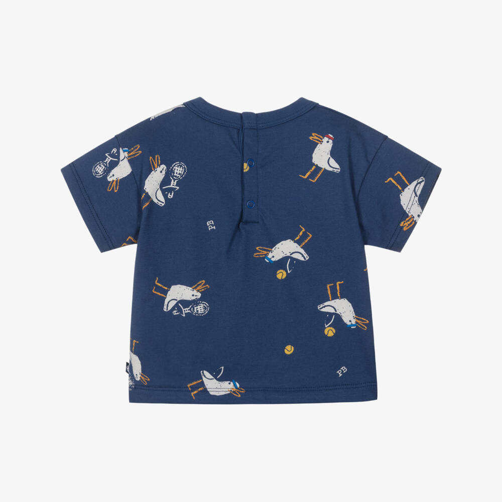 Petit Bateau-Boys Navy Blue Cotton T-Shirt with Bird Print | Childrensalon Outlet