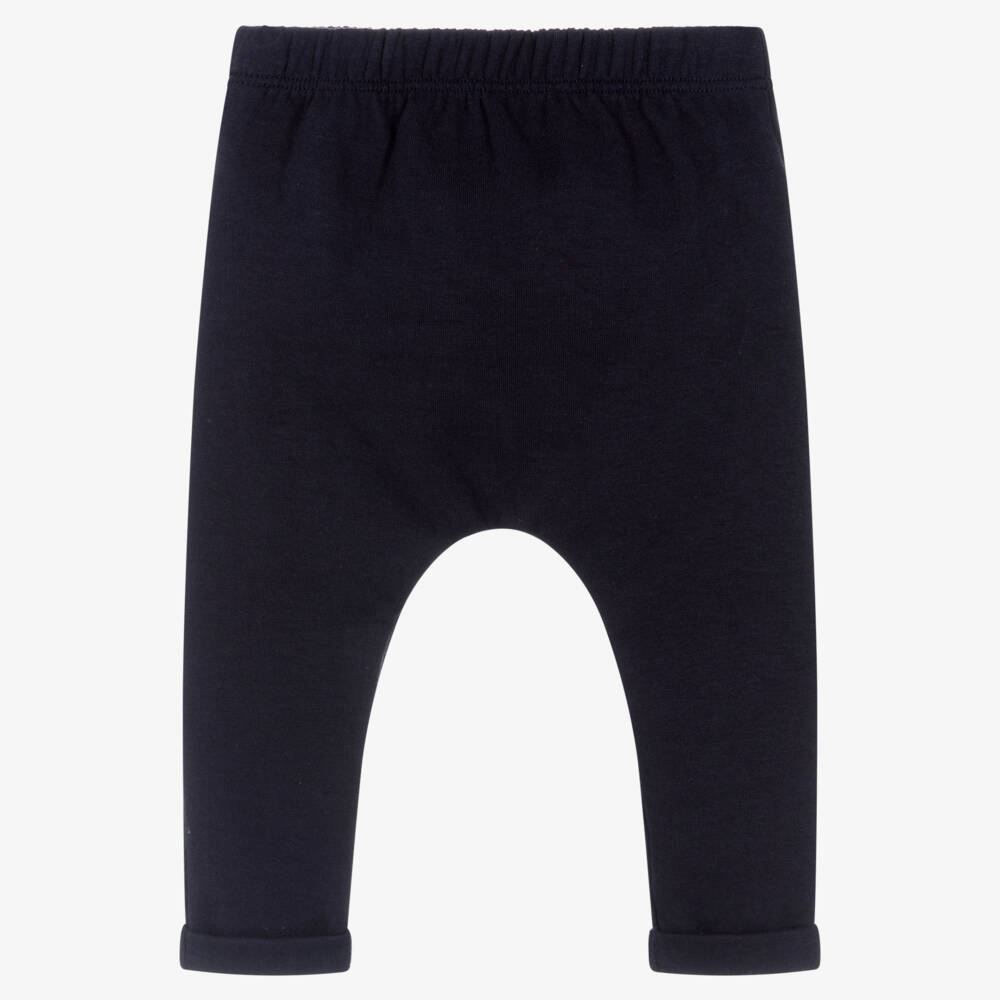 Petit Bateau-Boys Navy Blue Organic Cotton Joggers | Childrensalon Outlet