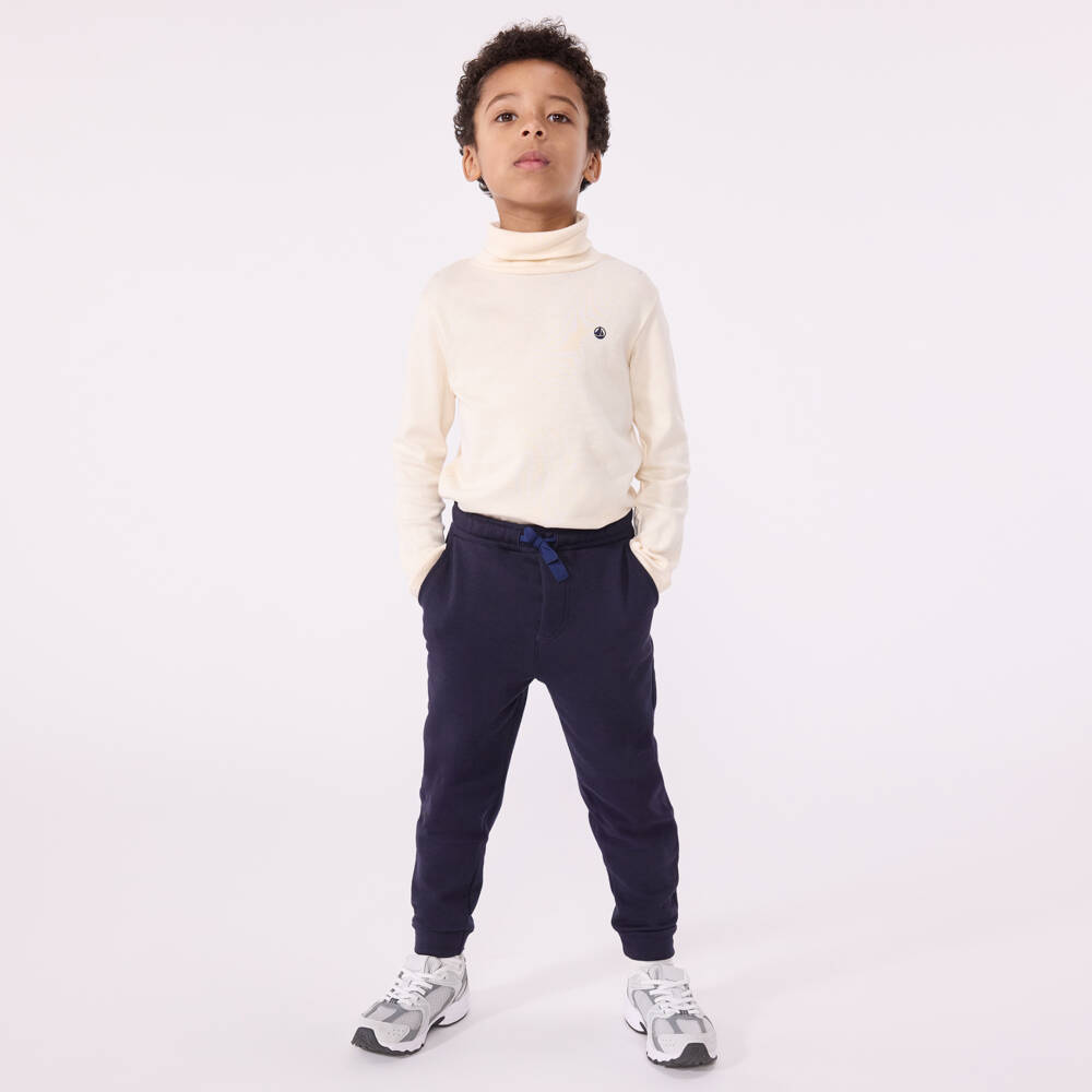 Petit Bateau-Boys Navy Blue Organic Cotton Joggers | Childrensalon Outlet