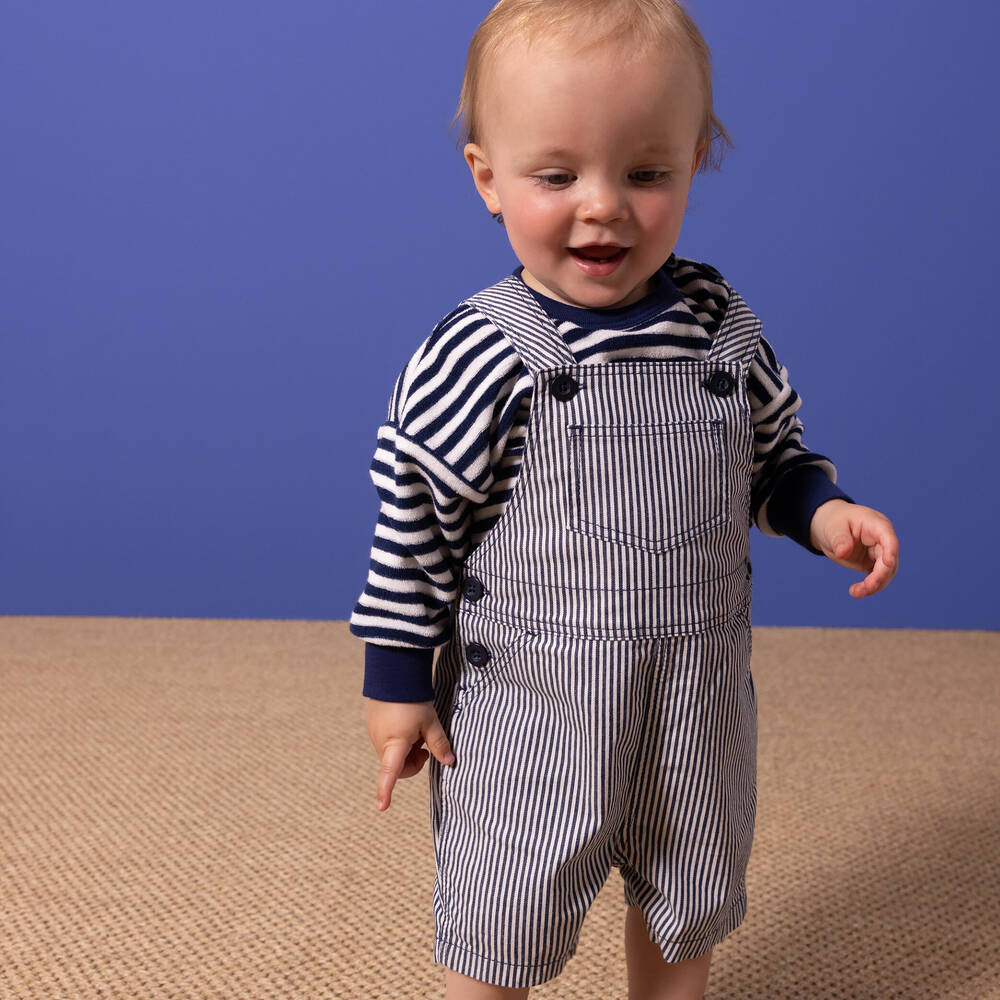 Petit Bateau-Полукомбинезон в синюю полоску | Childrensalon Outlet