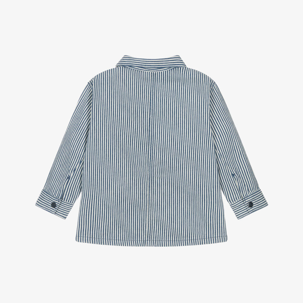 Petit Bateau-Boys Navy Blue Striped Organic Cotton Jacket | Childrensalon Outlet