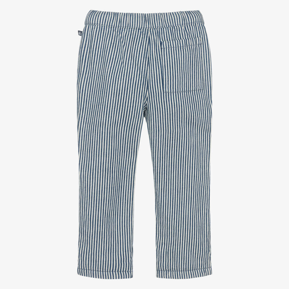 Petit Bateau-Boys Navy Blue Striped Organic Cotton Trousers | Childrensalon Outlet