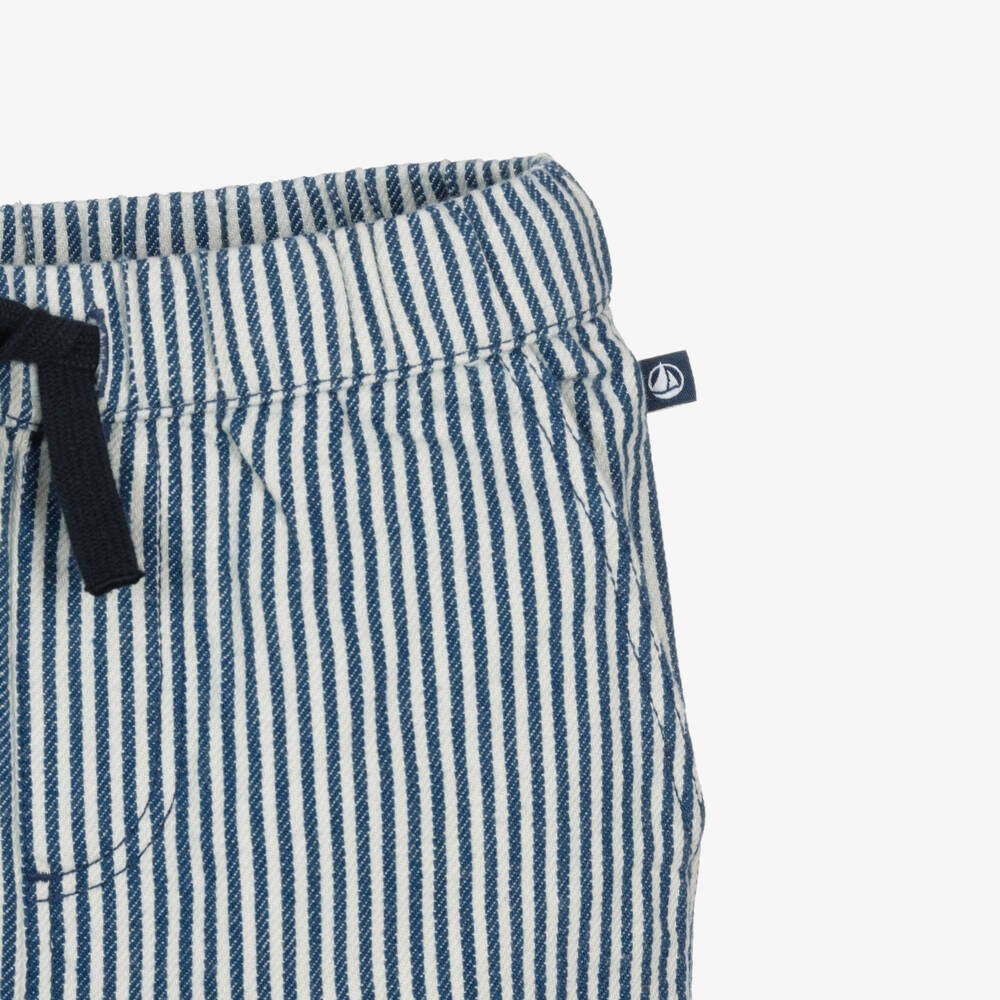 Petit Bateau-Boys Navy Blue Striped Organic Cotton Trousers | Childrensalon Outlet