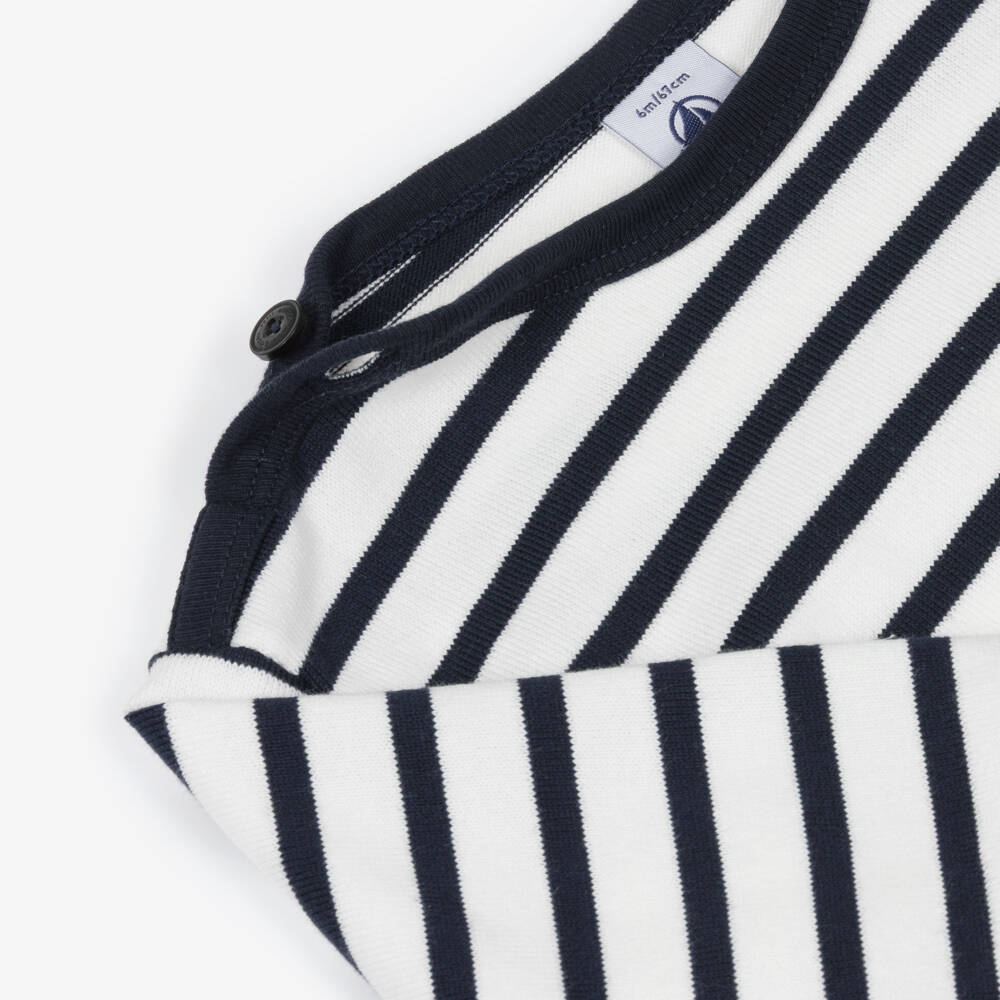 Petit Bateau-Boys Navy Blue & White Breton Stripe Top | Childrensalon Outlet